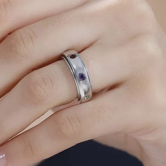 Chakra  Gemstone/ Anxiety Spinner Ring - Picture 6 of 10